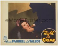 5w640 NIGHT FOR CRIME LC 1943 great close up of pretty woman in chair choked by shadowy figure!