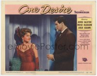 5w663 ONE DESIRE LC #4 1955 great close up of sexy Anne Baxter staring at Rock Hudson!