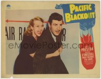 5w673 PACIFIC BLACKOUT LC 1941 c/u of scared Martha O'Driscoll holding Robert Preston tightly!