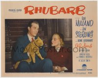 5w727 RHUBARB LC #2 1951 close up of Ray Milland & Jan Sterling with the big orange cat!