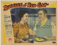 5w745 RUGGLES OF RED GAP LC 1935 Charles Laughton hands food to Zasu Pitts as he smiles at her!