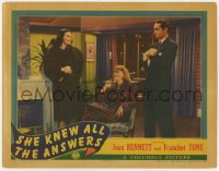 5w781 SHE KNEW ALL THE ANSWERS LC 1941 Franchot Tone & Eve Arden stare at Joan Bennett in fur coat!