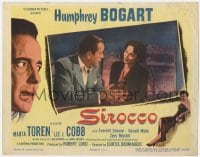 5w792 SIROCCO LC #4 1951 close up of Humphrey Bogart talking to sexy Marta Toren at bar!