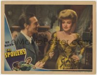 5w822 SPOILERS LC 1942 Randolph Scott holding the hand of Marlene Dietrich in wild gold gown!