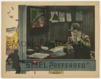 5w834 STEEL PREFERRED LC 1926 steelworker glares furiously at man talking on phone in office!