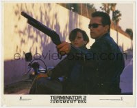 5w858 TERMINATOR 2 LC #1 1991 Arnold Schwarzenegger with shotgun on motorcycle with Edward Furlong!