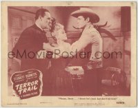 5w859 TERROR TRAIL LC 1946 Barbara Pepper stops Charles Starrett as The Durango Kid grabbing man!