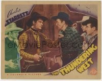 5w875 THUNDERING WEST LC 1939 close up of Charles Starrett holding bad guys at gunpoint!