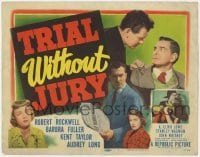 5w183 TRIAL WITHOUT JURY TC 1950 Robert Rockwell, Barbara Fuller, Kent Taylor, murder mystery!
