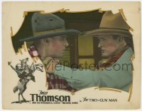 5w904 TWO-GUN MAN LC 1926 super close up of cowboy Fred Thomson & bad guy in intense staredown!