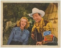 5w908 UNDER NEVADA SKIES LC #5 1946 Roy Rogers playing guitar & singing with pretty Dale Evans!