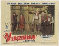 5w922 VIRGINIAN LC #8 1946 four people with Joel McCrea carrying luggage in front of hotel!
