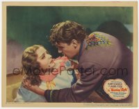 5w934 WEDDING NIGHT LC 1935 c/u of Ralph Bellamy in cool jacket holding pretty Anna Sten!