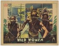 5w963 WILD WOMEN OF BORNEO LC 1932 close up of tribal warriors, border art of topless natives!