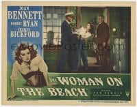 5w975 WOMAN ON THE BEACH LC #7 1946 Charles Bickford watches Joan Bennett struggle with Robert Ryan!