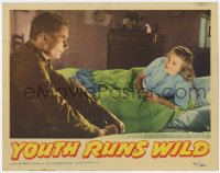 5w996 YOUTH RUNS WILD LC 1944 pretty Jean Brooks in bed staring at worried soldier Kent Smith!