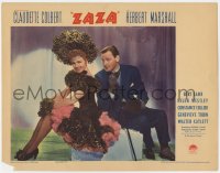 5w997 ZAZA LC 1939 great close up of dapper Herbert Marshall & sexy Claudette Colbert on stage!