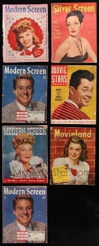 5x113 LOT OF 7 MOVIE MAGAZINES 1940s filled with articles on Hollywood stars + cool cover photos!