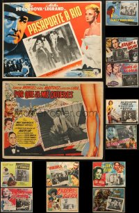 5x233 LOT OF 13 MEXICAN LOBBY CARDS FROM NON-U.S. MOVIES 1940s-1950s a variety of scenes & art!