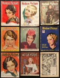 5x105 LOT OF 9 MOTION PICTURE MOVIE MAGAZINES 1930s-1940s wonderful cover images + cool articles!