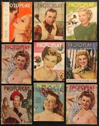 5x101 LOT OF 11 PHOTOPLAY MOVIE MAGAZINES 1930s-1940s wonderful cover images + cool articles!
