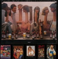 5x490 LOT OF 6 UNFOLDED BEER ADVERTISING POSTERS 1980s Budweiser, Tecate, Stroh's, St. Pauli Girl