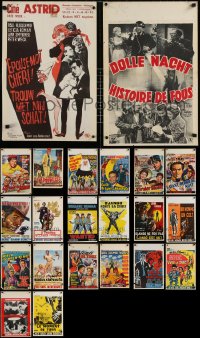 5x438 LOT OF 26 FORMERLY FOLDED BELGIAN POSTERS 1950s-1970s images from a variety of movies!