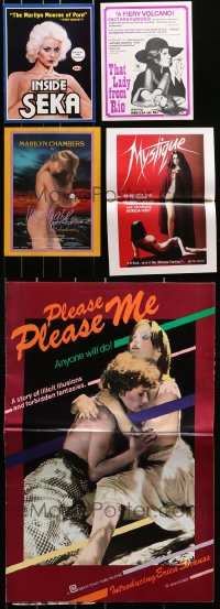 5x152 LOT OF 8 UNCUT AND 1 CUT SEXPLOITATION PRESSBOOKS 1970s-1980s sexy advertising with nudity!