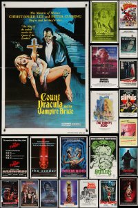 5x045 LOT OF 26 FOLDED HORROR/SCI-FI ONE-SHEETS 1960s-1980s a variety of great movie images!
