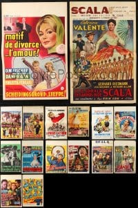 5x443 LOT OF 16 MOSTLY FORMERLY FOLDED BELGIAN POSTERS 1950s-1970s from a variety of movies!