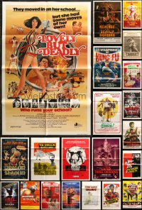 5x009 LOT OF 64 FOLDED KUNG FU ONE-SHEETS 1960s-1980s great images from martial arts movies!