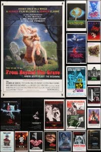 5x027 LOT OF 43 FOLDED HORROR/SCI-FI ONE-SHEETS 1970s-1980s a variety of cool movie images!