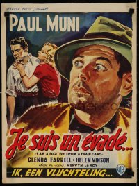 5y332 I AM A FUGITIVE FROM A CHAIN GANG Belgian R1950s great art of escaped convict Paul Muni by Wik