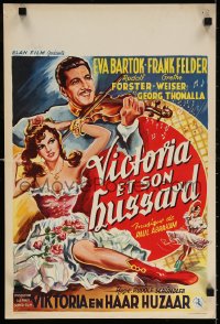 5y416 VICTORIA & HER HUSSAR Belgian 1954 artwork of pretty Eva Bartok in the title role!