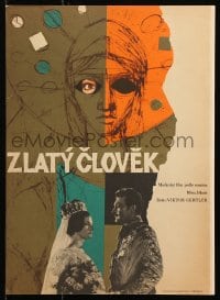5y035 MAN OF GOLD Czech 12x16 1964 Mor Jokai novel, Andras Csorba, cool abstract design!