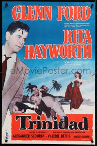 5y116 AFFAIR IN TRINIDAD Finnish 1952 Rita Hayworth in low-cut dress, black title, ultra-rare!
