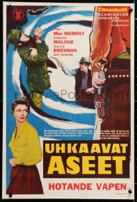 5y121 AT GUNPOINT Finnish 1957 cool cowboy western images of Fred MacMurray, Malone, with gun!