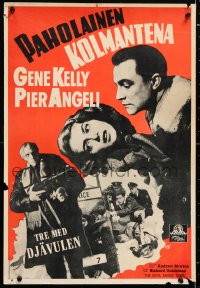 5y146 DEVIL MAKES THREE Finnish 1953 Gene Kelly, Pier Angeli, she's been mixed up before!