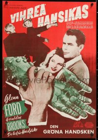 5y164 GREEN GLOVE Finnish 1953 every man is Ford's enemy & every woman is a trap!