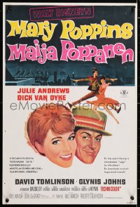 5y195 MARY POPPINS Finnish 1965 Julie Andrews & Dick Van Dyke in Disney classic!