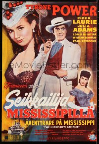 5y197 MISSISSIPPI GAMBLER Finnish 1953 Tyrone Power's game is fancy women like Piper Laurie!