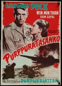 5y211 PURPLE PLAIN Finnish 1955 great image of Gregory Peck, Win Min Than, written by Eric Ambler!