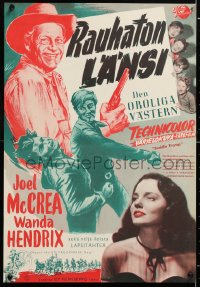 5y224 SADDLE TRAMP Finnish 1951 cowboy Joel McCrea & pretty Wanda Hendrix!