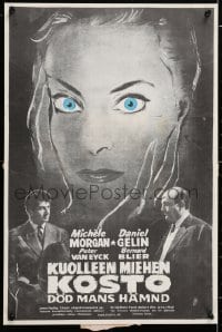 5y240 THERE'S ALWAYS A PRICE TAG Finnish 1958 cool close up art of blue-eyed Michele Morgan!