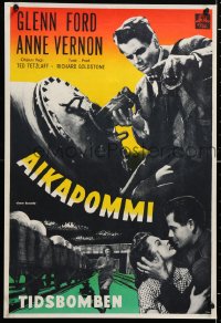 5y242 TIME BOMB Finnish 1955 Terror on a Train, Glenn Ford & Anne Vernon in explosive action!