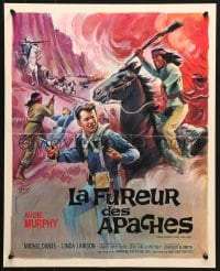 5y807 APACHE RIFLES French 18x22 1966 cool Grinsson artwork of cowboy Audie Murphy!