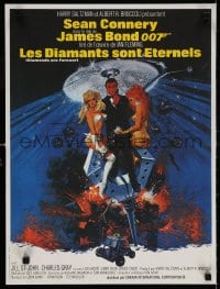 5y845 DIAMONDS ARE FOREVER French 17x22 R1980s Sean Connery as James Bond 007 by Robert McGinnis!