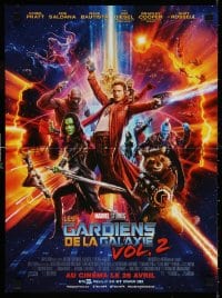 5y877 GUARDIANS OF THE GALAXY VOL. 2 advance French 16x21 2017 Marvel, great cast montage!