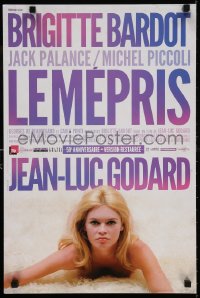 5y909 LE MEPRIS French 16x24 R2013 Jean-Luc Godard, different image of sexy naked Brigitte Bardot!