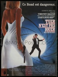 5y914 LIVING DAYLIGHTS French 15x20 1987 Tim Dalton as James Bond & sexy Maryam d'Abo w/gun!